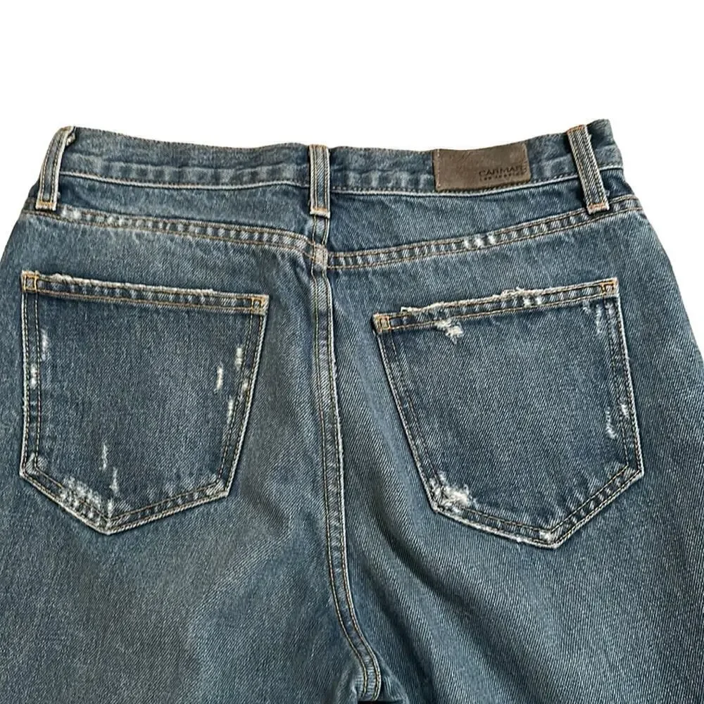Carmar Women’s All Cotton High Rise Straight Leg Distressed Jeans Size 28 - Picture 5 of 8